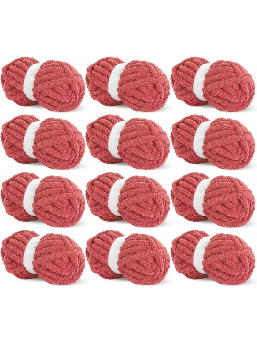 Red Chunky Chenille Yarn - Soft Plush Bulky Thick Yarn for Knitting & Crocheting